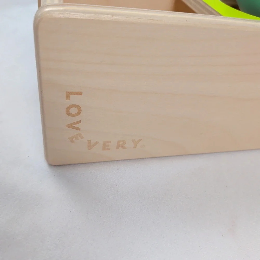 Lovevery Wooden Object Permanence Box with Teal Ball Montessori Toy Thinker Kit